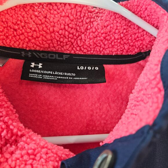 Under Armor Golf Women's Sherpa Pullover Activewear Sweatshirt Coral/Pink Large - Picture 5 of 6